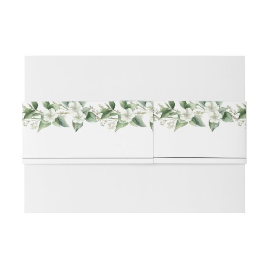 Branches met witte bloemen en bladeren bruiloft uitnodigingen wikkel (Achterkant Voorbeeld)