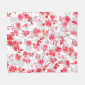 Branches of cherry blossoms on white and grey back fleece deken (Voorkant (Horizontaal))