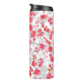 Branches of cherry blossoms on white and grey back thermosbeker (Geroteerd rechts)