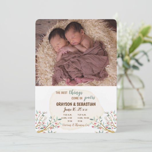 Branches of Love Foto Aankondiging Geboorte (Staand voorkant)