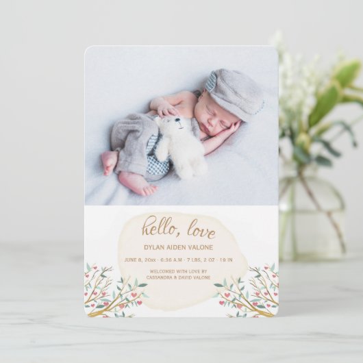 Branches of Love Foto Aankondiging Geboorte (Staand voorkant)