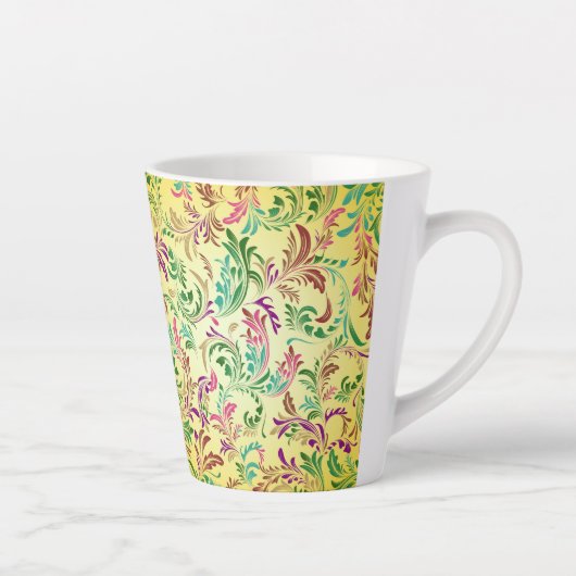 Branches Patroon Design-444555 Latte Mok (Rechts)