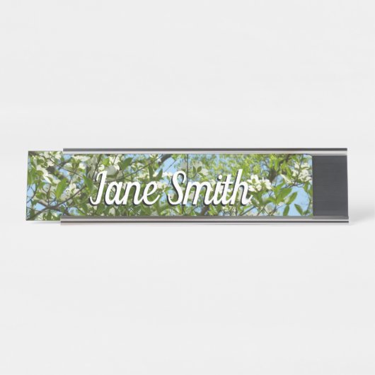 Branches van Dogwood Blossom Spring Trees Bureau Naambordje (Voorkant)