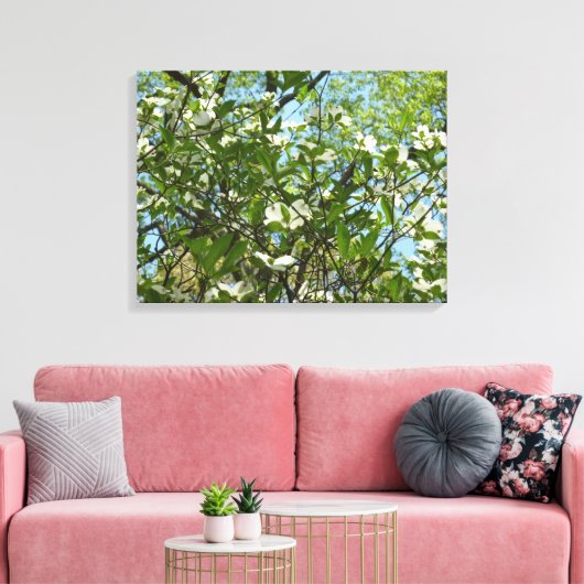 Branches van Dogwood Blossom Spring Trees Canvas Afdruk (Insitu (Woonkamer))