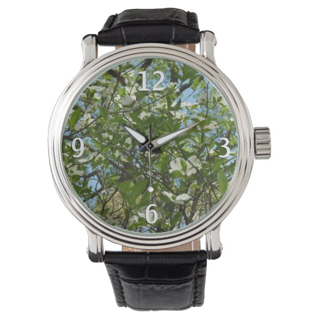 Branches van Dogwood Blossom Spring Trees Horloge (Voorkant)