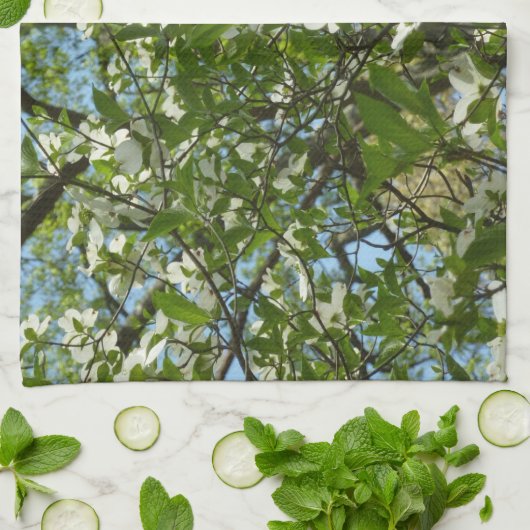 Branches van Dogwood Blossom Spring Trees Theedoek (Gevouwen)