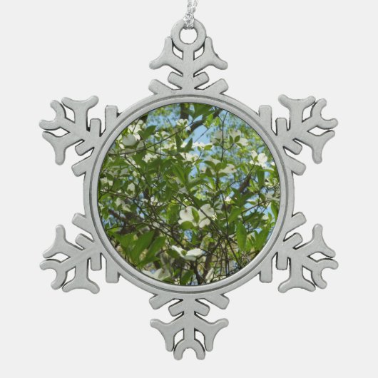 Branches van Dogwood Blossom Spring Trees Tin Sneeuwvlok Ornament (Voorkant)