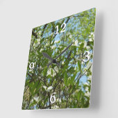 Branches van Dogwood Blossom Spring Trees Vierkante Klok (Hoek)