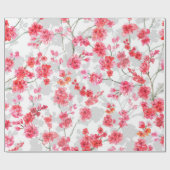 Branches van torenbloesems op witte en grijze rug cadeaupapier (Vlak)