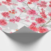 Branches van torenbloesems op witte en grijze rug cadeaupapier (Hoek)