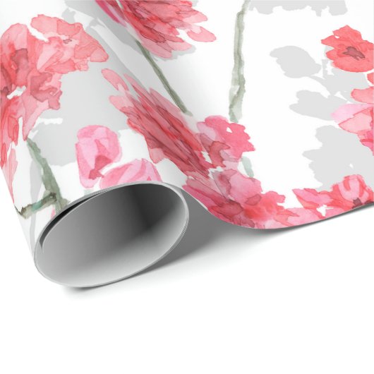 Branches van torenbloesems op witte en grijze rug cadeaupapier (Rol Hoek)