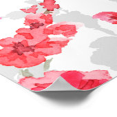 Branches van torenbloesems op witte en grijze rug poster (Hoek)