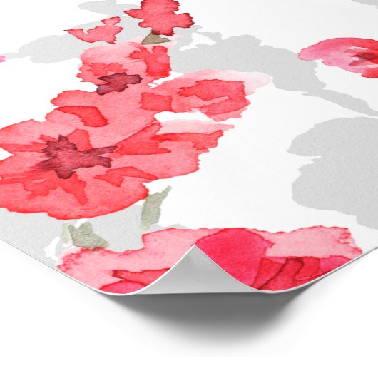 Branches van torenbloesems op witte en grijze rug poster (Hoek)