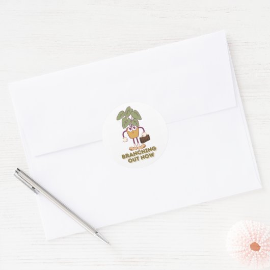 Branching Out Now — Cute Plant Graphic Ronde Sticker (Envelop)
