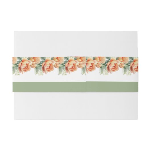 Brancmeting met peach roos bloemenbruiloft uitnodigingen wikkel (Achterkant Voorbeeld)