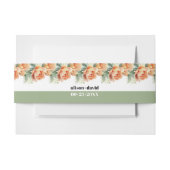 Brancmeting met peach roos bloemenbruiloft uitnodigingen wikkel (Voorkant Voorbeeld)