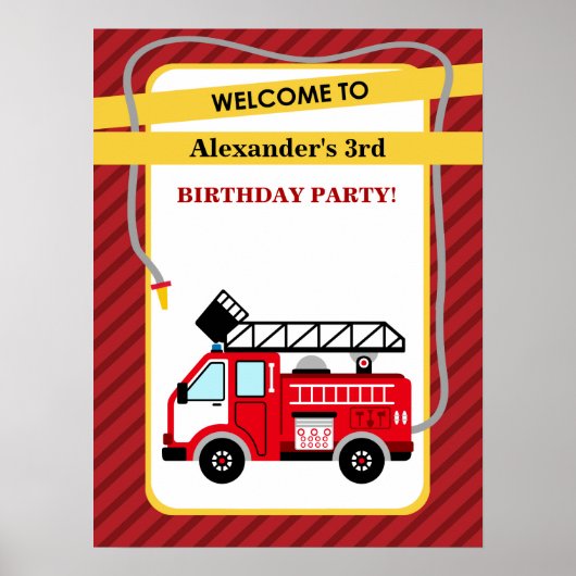 Brand brandweerman, Birthday Party Poster (Voorkant)
