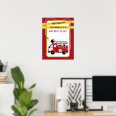Brand brandweerman, Birthday Party Poster (Thuiskantoor)