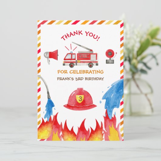 Brand brandweermotor Birthday party bedankt (Staand voorkant)