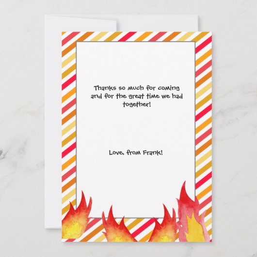 Brand brandweermotor Birthday party bedankt (Achterkant)