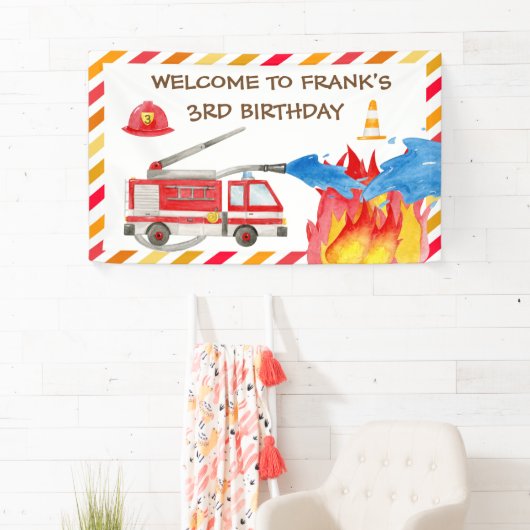 Brand brandweermotor Birthday Party Welkomstverbod Spandoek (Insitu)