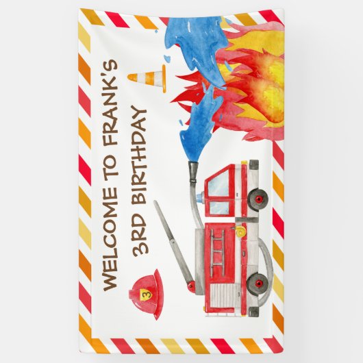 Brand brandweermotor Birthday Party Welkomstverbod Spandoek (Verticaal)