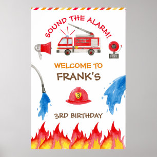 Brand brandweermotor Birthday Welkomstteken Poster