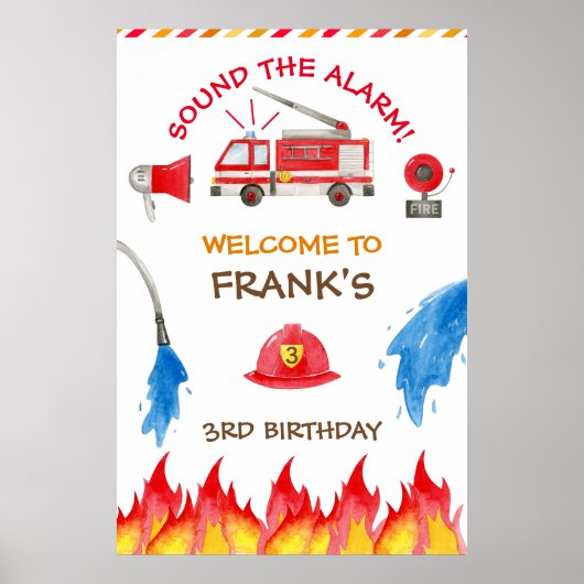 Brand brandweermotor Birthday Welkomstteken Poster (Voorkant)