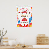 Brand brandweermotor Birthday Welkomstteken Poster (Keuken)