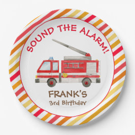 Brand brandweermotor Verjaardag Bord