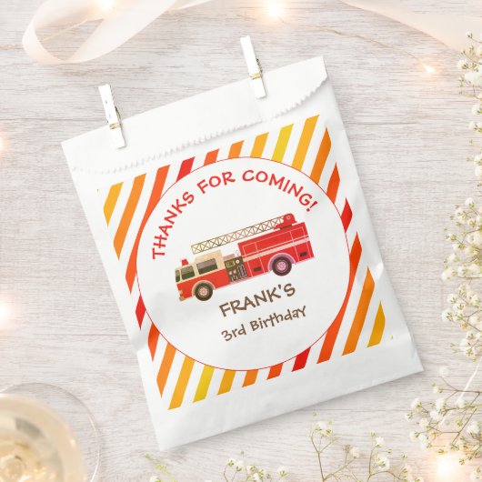 Brand brandweermotor Verjaardag gunsttas Bedankzakje (Geknipt)