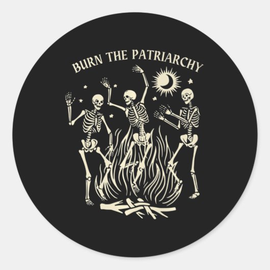 Brand de patriarchy Fun Feminist Halloween Ronde Sticker (Voorkant)