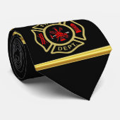 Brand Departement logo Gold en backbadge Gold Stropdas (Opgerold)