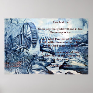 Brand en ijs boven Chinees Poster