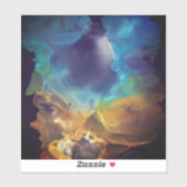 Brand- en ijsblauw en gele abstracte kunst sticker (Vel)