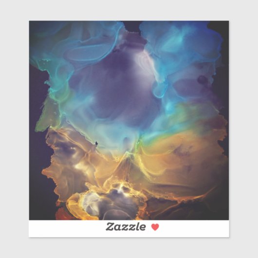 Brand- en ijsblauw en gele abstracte kunst sticker (Vel)