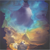 Brand- en ijsblauw en gele abstracte kunst sticker (Voorkant)