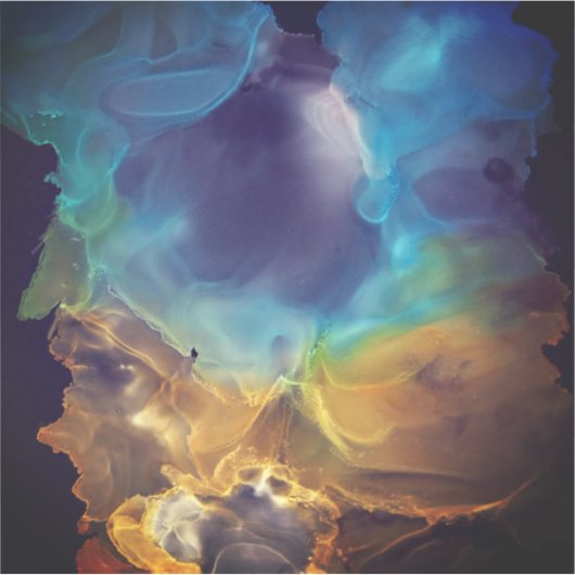 Brand- en ijsblauw en gele abstracte kunst sticker (Voorkant)