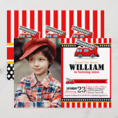 Brand-engine op zondag fotouitnodiging kaart (Voorkant / Achterkant)