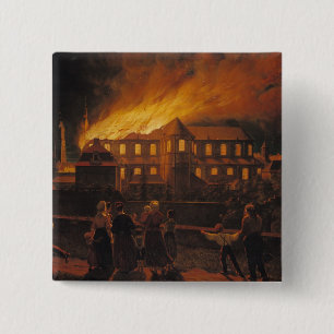 Brand in de kathedraal van Cambrai, 9 september 18 Vierkante Button 5,1 Cm