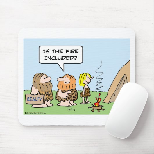 brand in de kaveman - realiteit muismat (Met muis)