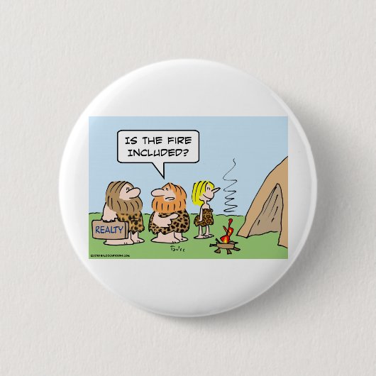 brand in de kaveman - realiteit ronde button 5,7 cm (Voorkant)