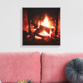 Brand in de open haard Canvas (Insitu (Woonkamer))