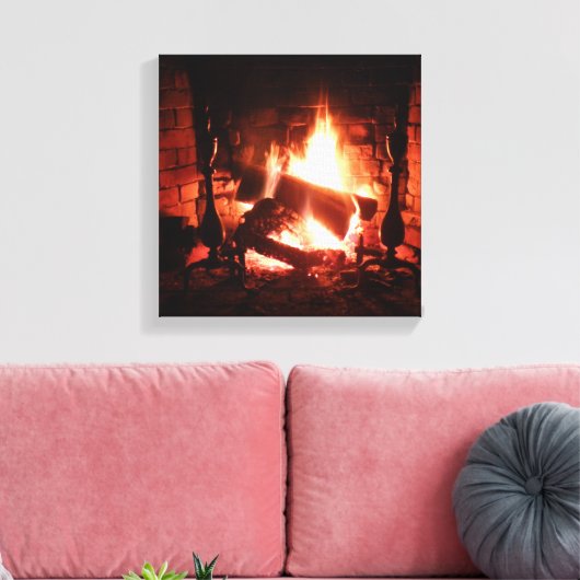 Brand in de open haard Canvas (Insitu (Woonkamer))