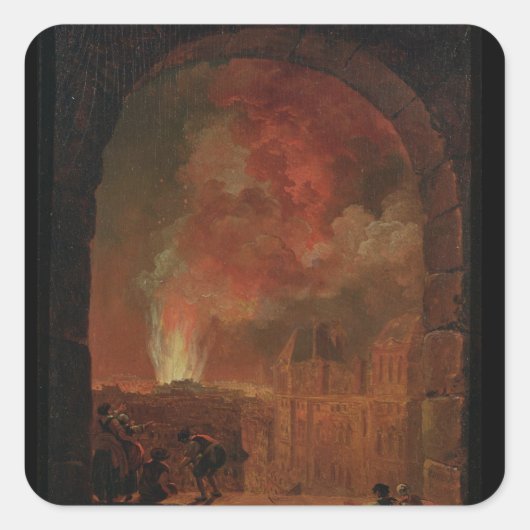 Brand in de opera van het Palais-Royal Vierkante Sticker (Voorkant)