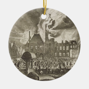 Brand in het oude stadhuis van Amsterdam, 17 juli  Keramisch Ornament