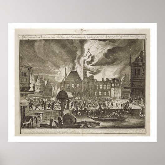 Brand in het oude stadhuis van Amsterdam, 17 juli  Poster (Voorkant)