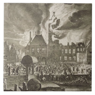 Brand in het oude stadhuis van Amsterdam, 17 juli Tegeltje
