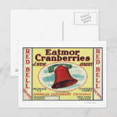 Brand-label rode bell Eatmor Cranberries Briefkaart (Voorkant / Achterkant)