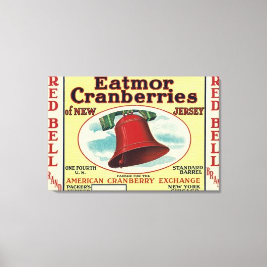 Brand-label rode bell Eatmor Cranberries Canvas Afdruk (Voorkant)